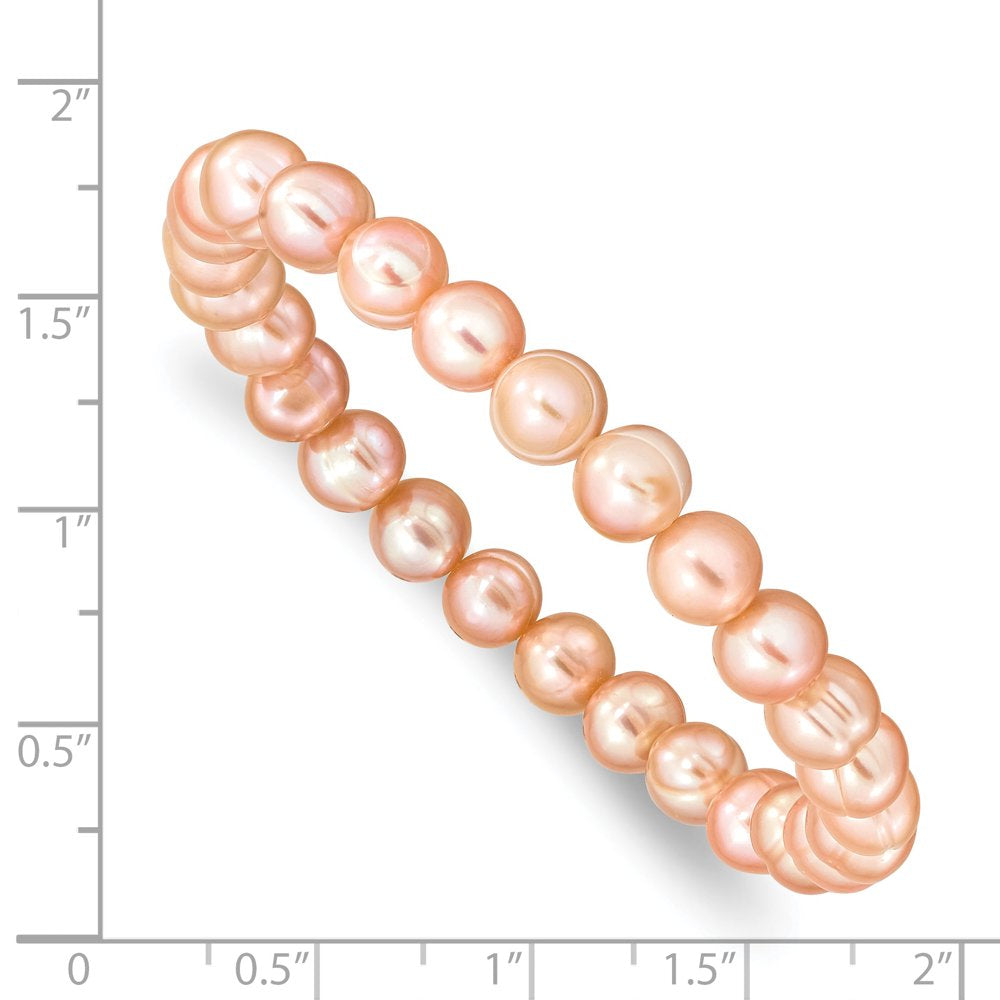 6-7Mm Pink Freshwater Cultured Pearl Stretch Bracelet QH5460