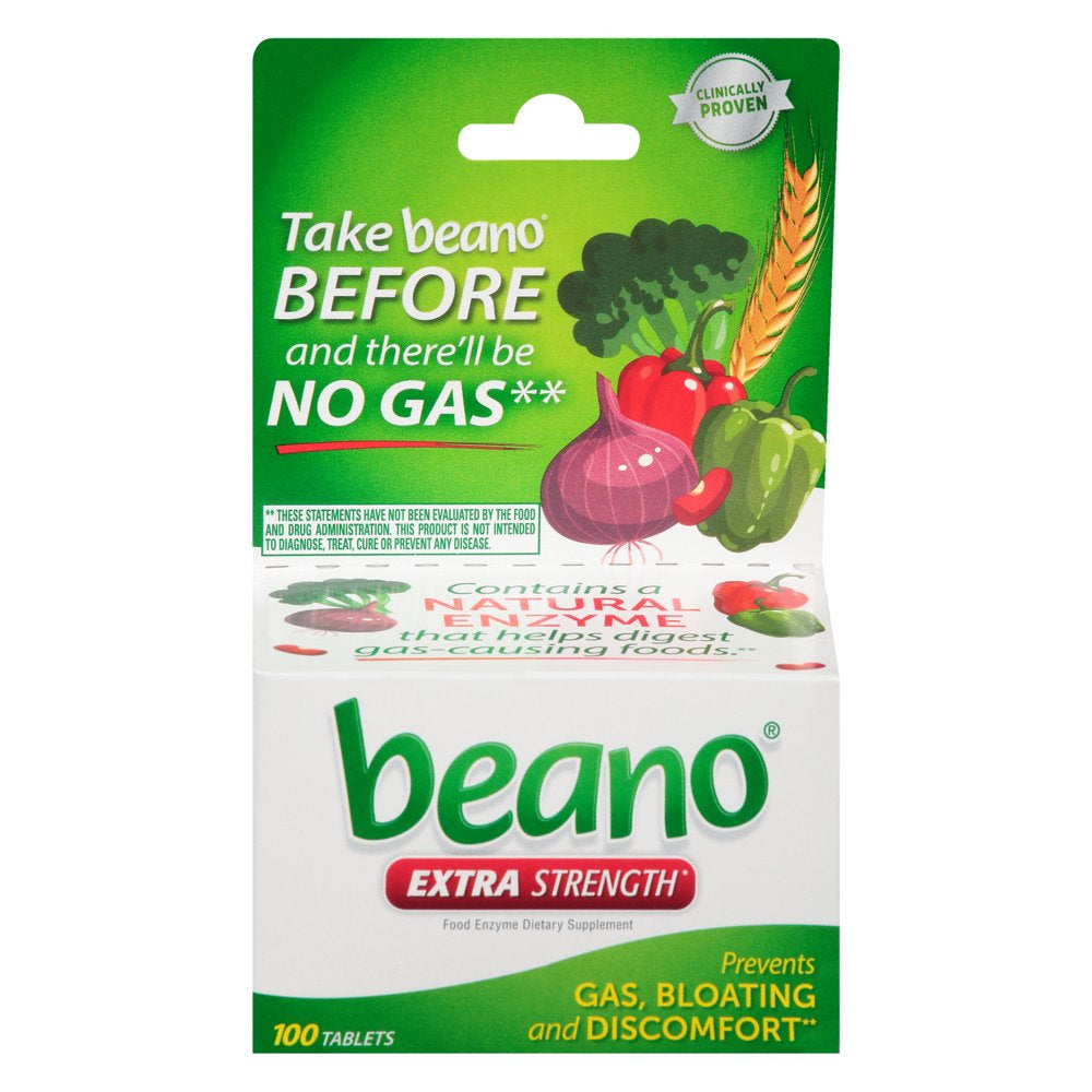 Beano Extra Strength, Gas Prevention & Digestive Enzyme Supplement, 100 Count