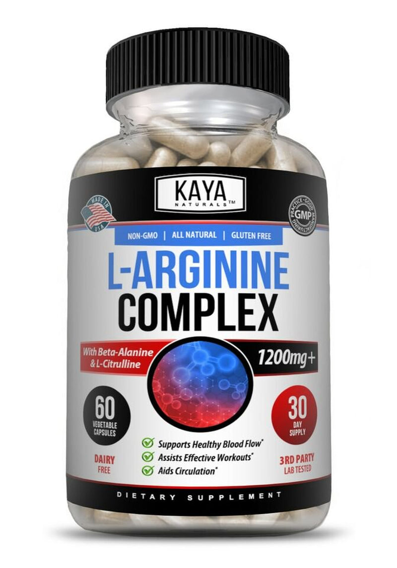 L-Arginine 60 Nitric Oxide, Testosterone Booster, ED Support 2400 Mg 60 Capsules