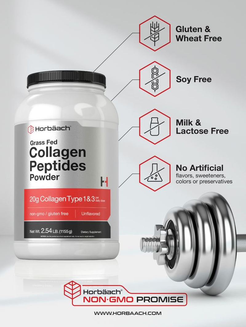 Collagen Peptides Powder 40 Oz | Unflavored | Type 1 and 3 | by Horbaach