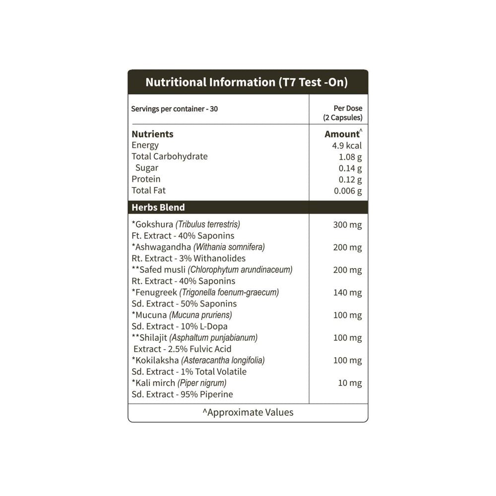 Neuherbs Ayurvedic T7 Test on [Approved by Ministry of Ayush] (Testosterone Booster for Men) with Shilajit, Ashwagandha, Gokshura Etc for Muscle Growth, Strength, Stamina & Vitalit