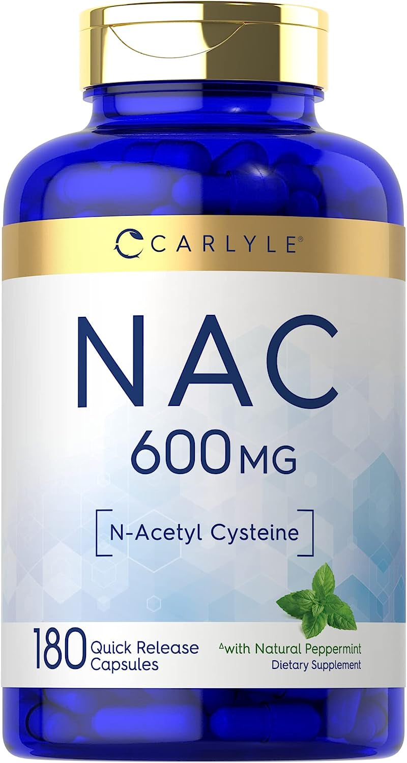 Carlyle NAC N-Acetyl Cysteine 600Mg | 180 Capsules | with Peppermint | Free Form Supplement | Non-Gmo, Gluten Free