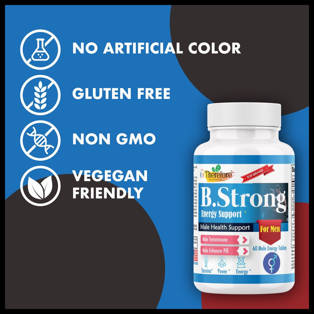 B.Strong Testosterone Booster for Men, Enhancing Supplement, Libido Support 60 Veggie Tablets by Therefore