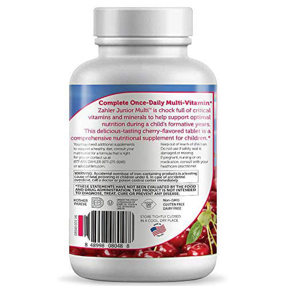 Zahler Junior Multi, Complete Once-Daily Multi-Vitamin, Natural Cherry, 180 Chewable Tablets