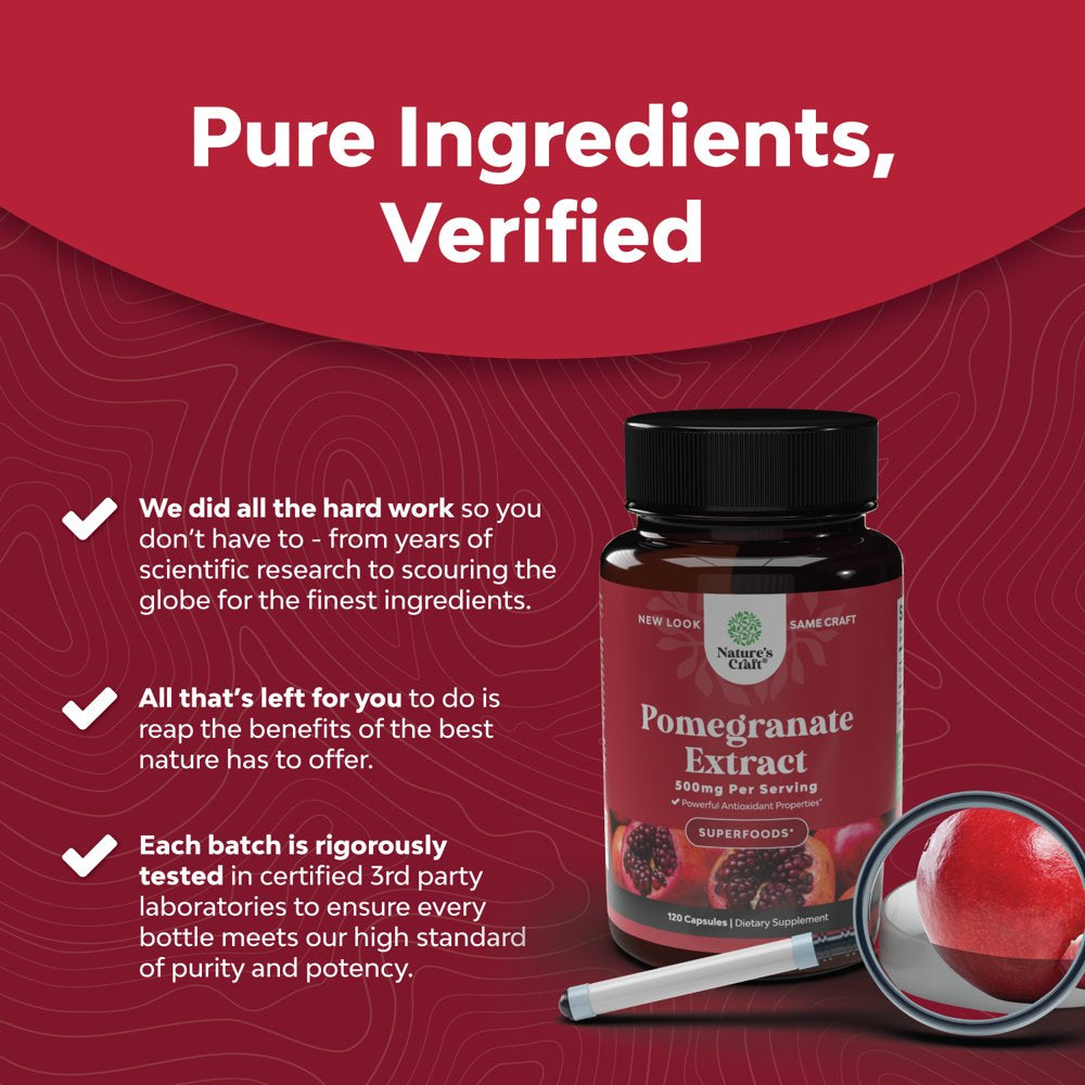 Advanced Antioxidant Superfood Pomegranate Supplement - Natural Pomegranate Extract Polyphenols Supplement for Heart Health and Joint Support - Reds Superfood Powder Capsules for Men and Women 120Ct