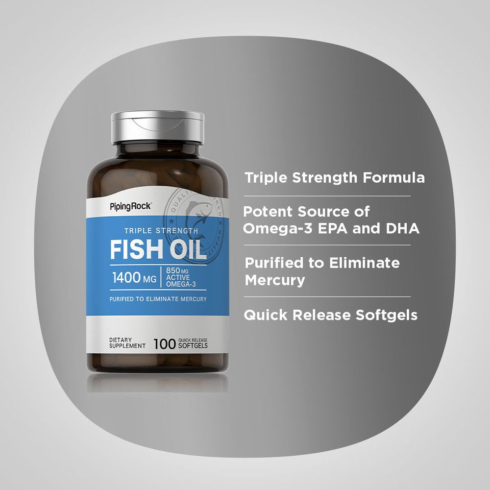 Triple Strength Omega 3 Fish Oil | 100 Softgel Pills | 1360 Mg | EPA & DHA Supplement | by Piping Rock