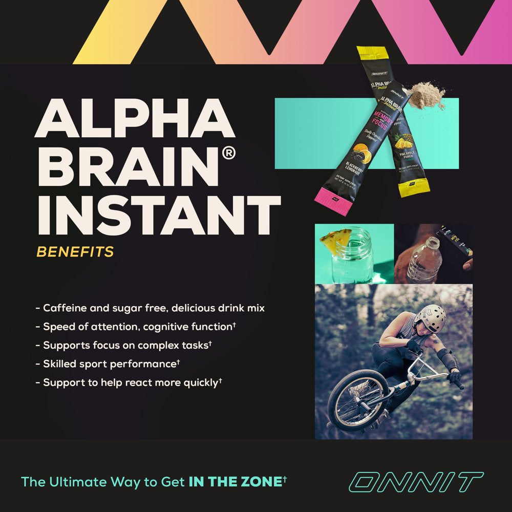 ONNIT Alpha BRAIN Instant Nootropic Brain Pineapple Punch Drink Mix, Memory/Focus Supplement, 30 Ct