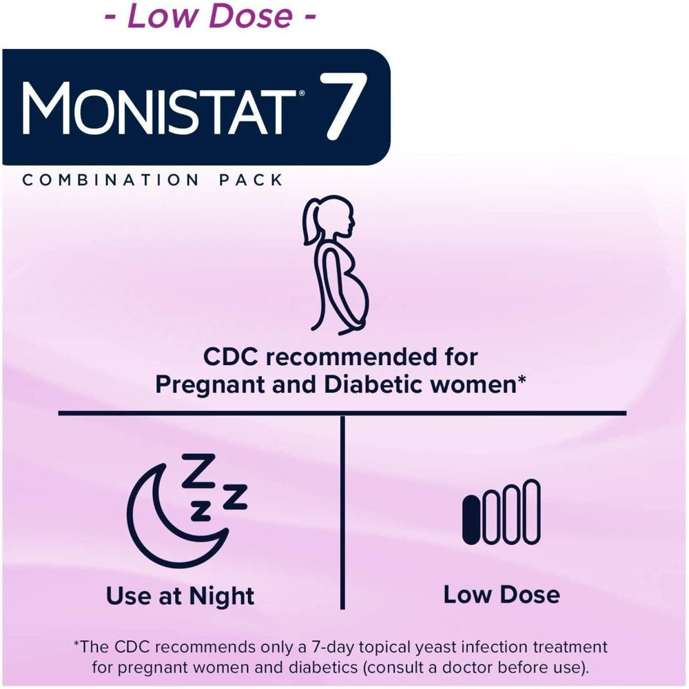 Monistat 7-Day Yeast Infection Treatment for Women, Cream with Disposable Applicators, 2 Pack