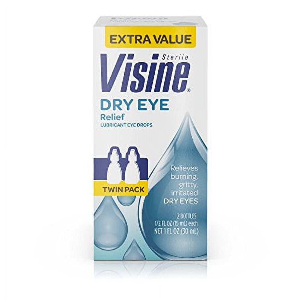 2 Pack Visine Dry Eye Relief Lubricant Eye Drops 0.50Oz 2 Count Each