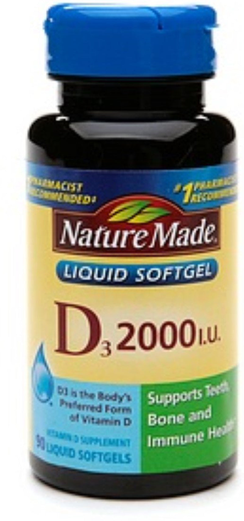 Nature Made Vitamin D3 2000 IU Liquid Softgels 90 Ea (Pack of 3)