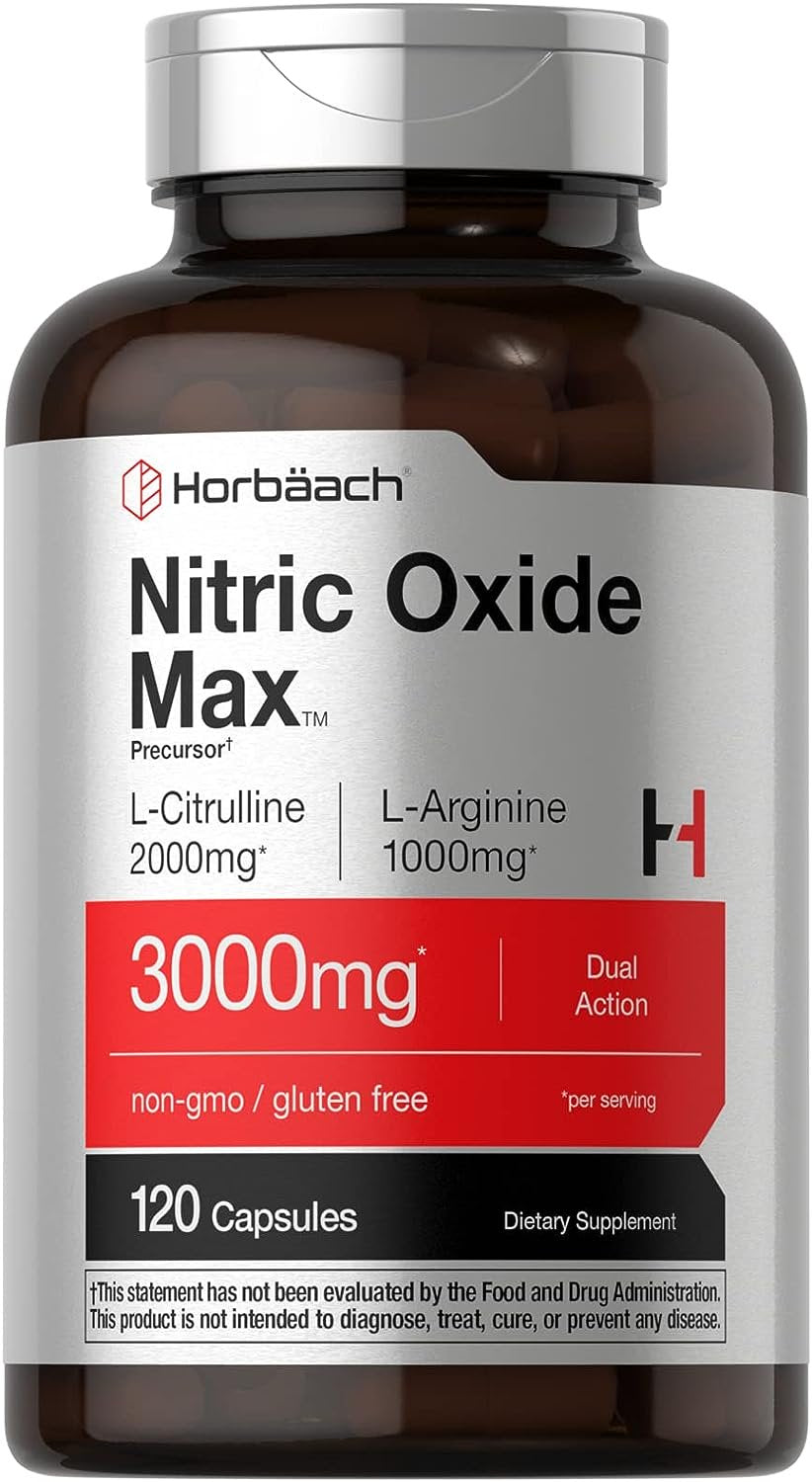 Nitric Oxide Max Supplement | 3000Mg | 120 Capsules | Pre Workout | by Horbaach