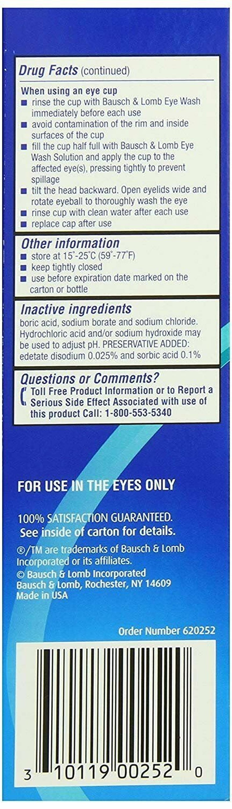 Bausch & Lomb Advanced Irrigating Solution Eye Relief Eye Wash, 4 Floz,- 2 Pack