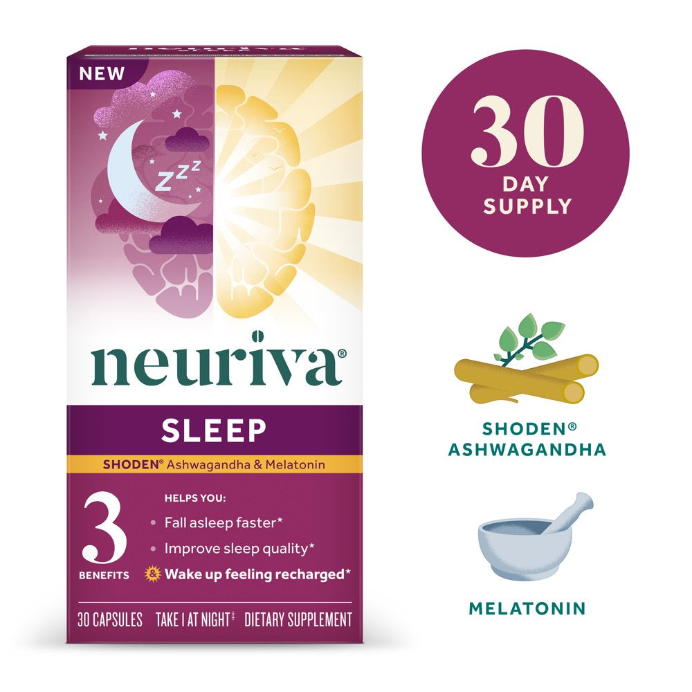 Melatonin & Ashwagandha Sleep Support Supplement - Neuriva Sleep (30 Count), Nightly Sleep Support Supplement, Clinically Tested Ashwagandha, Helps You Fall Asleep Fast & Wake up Feeling Recharged*