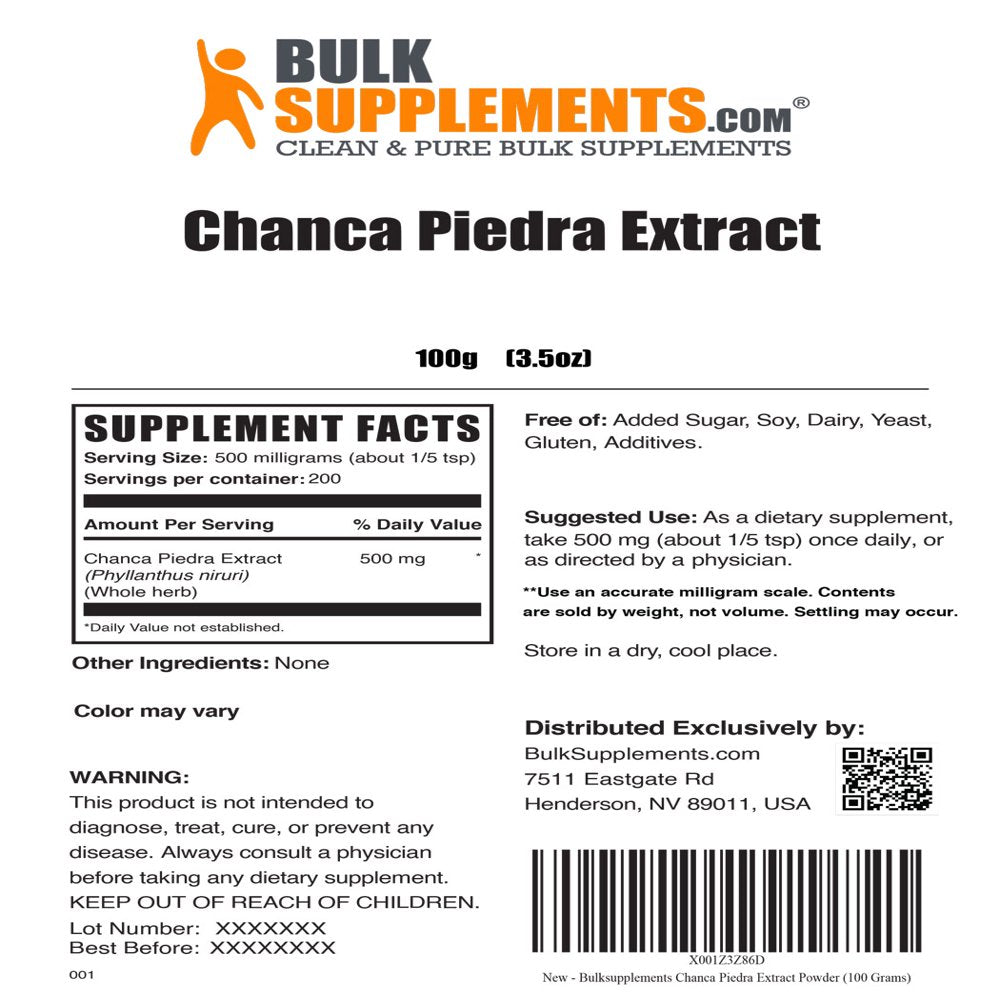 Bulksupplements.Com Chanca Piedra Extract Powder - Kidney Support - Gallbladder Supplements - Chanca Piedra Stone Breaker (100 Grams - 3.5 Oz)