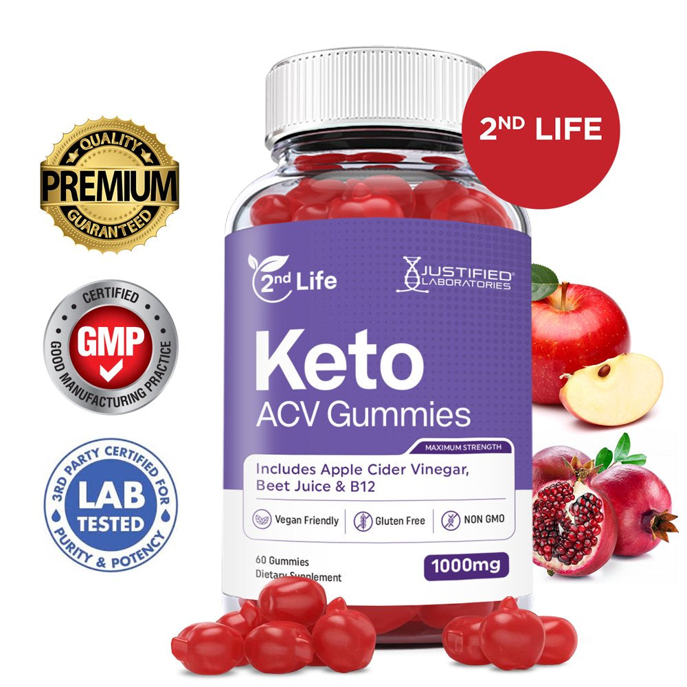 2Nd Life Keto ACV Gummies 1000MG Dietary Supplement 60 Gummys