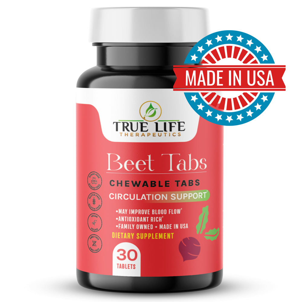 True Life Therapeutics Beet Tablet, Nitric Oxide, Circulation Support, Vitality, Antioxidant Support, 300Mg Chewable - 30 Count