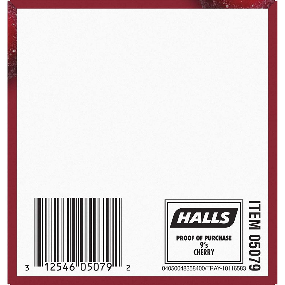 Halls Cherry Cough Drops - with Menthol - 180 Drops (20 Sticks of 9 Drops)