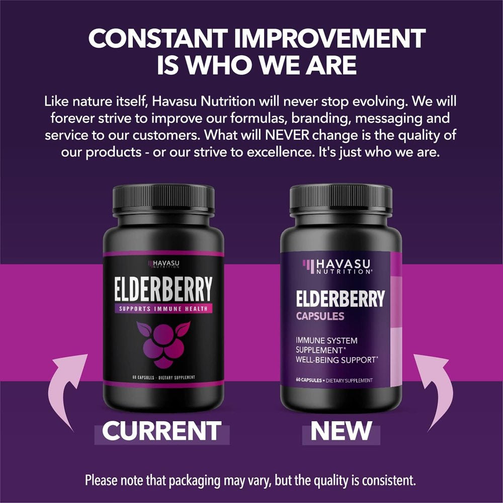 Havasu Elderberry Capsules with Zinc & Vitamin C | Black Elderberry Antioxidants & Immune Supplement, 60Ct