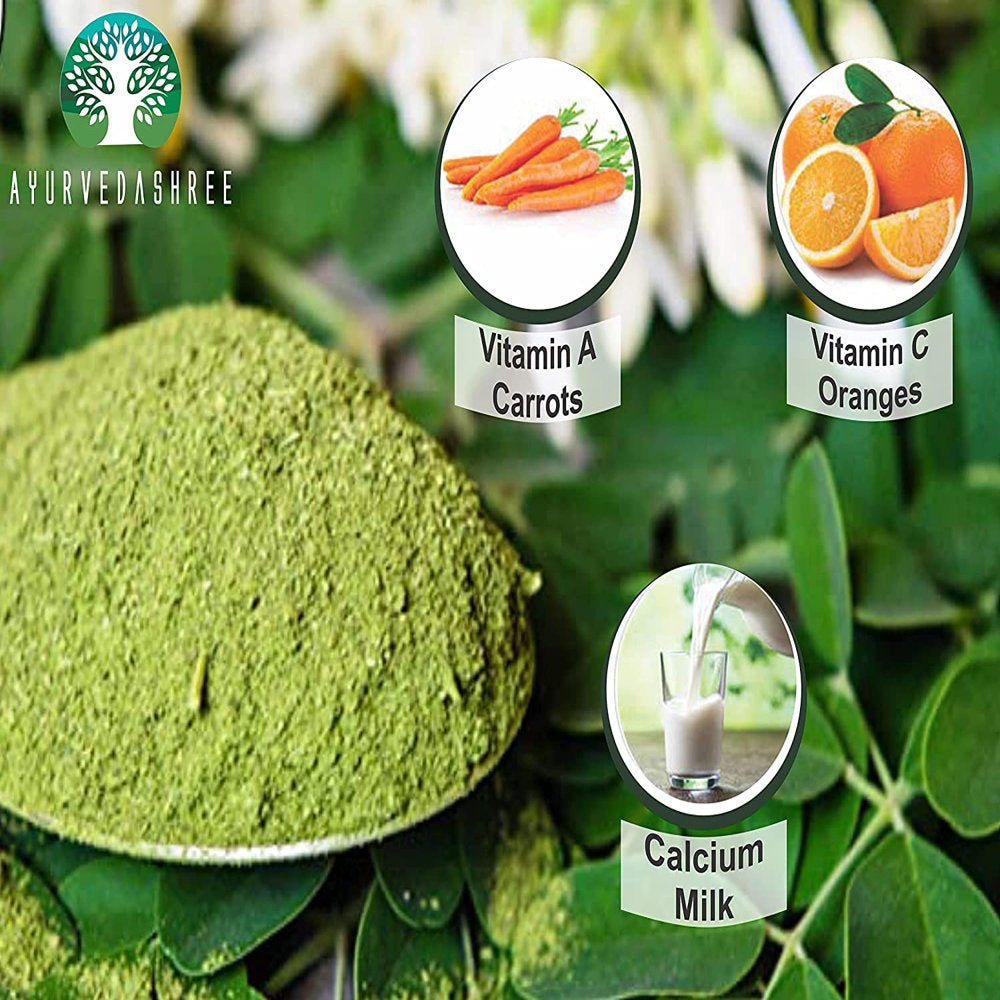 AYURVEDASHREE Moringa Leaf Powder 200 Gm, Moringa Olifera Powder, Lab Tested for Purity, Non GMO, GMP Certified, Vegan.