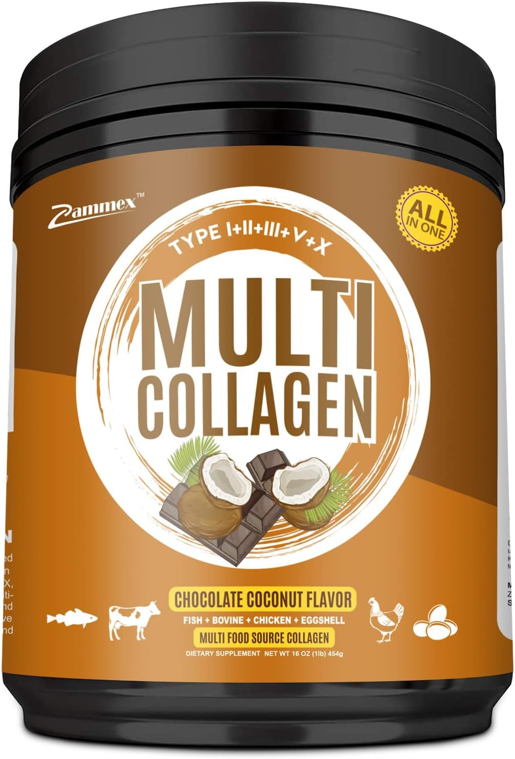 Zammex 100% Pea Protein Powder(Unflavored)+ Multi Collagen Protein Powder Chocolate Coconut