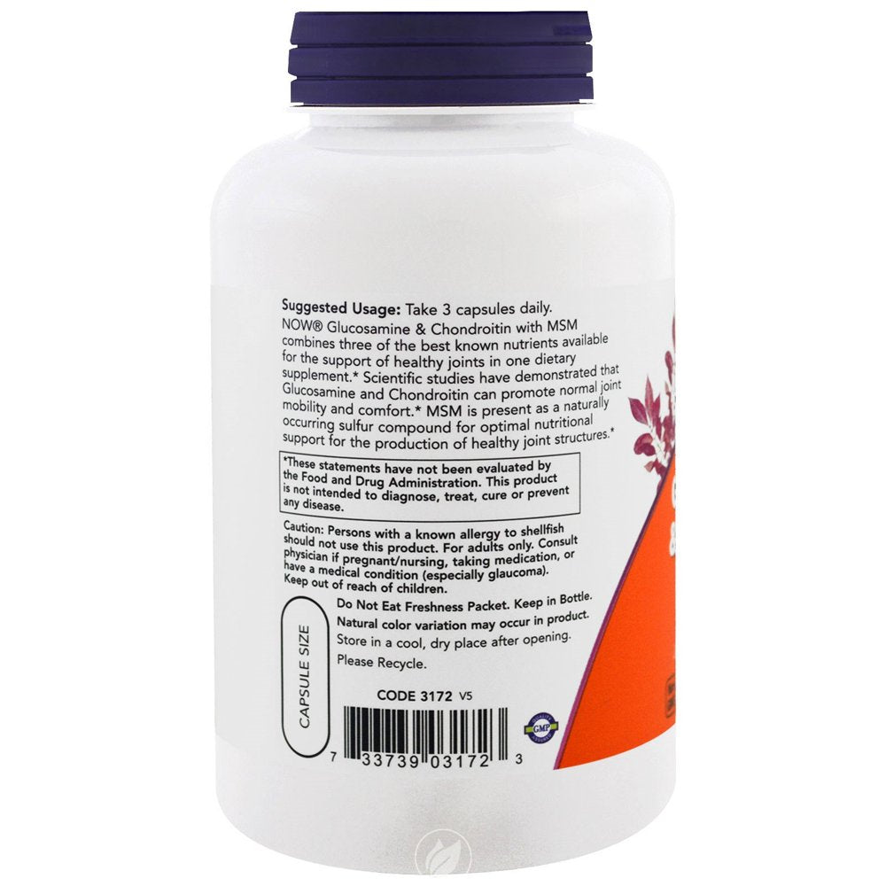 Now Foods Glucosamine & Chondroitin + Msm, 180 Caps, Pack of 2