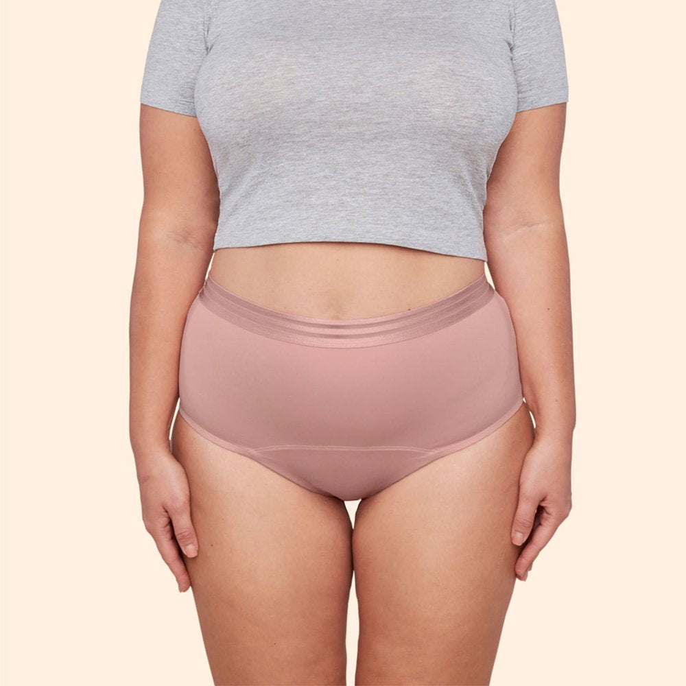 Thinx for All Leaks Light Absorbency Hi-Waist Bladder Leak Underwear, Extra Large, Desert Rose