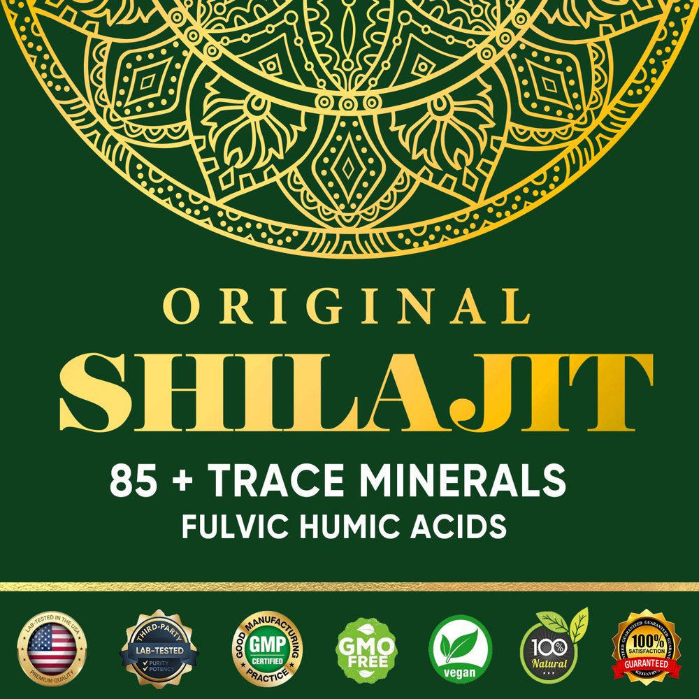 500Mg Himalayan Shilajit Resin Supplement, 85+ Trace Minerals Complex for Brain Booster & Energy, Immune Support, Overall Health - 50G (2-3 Month Supply)