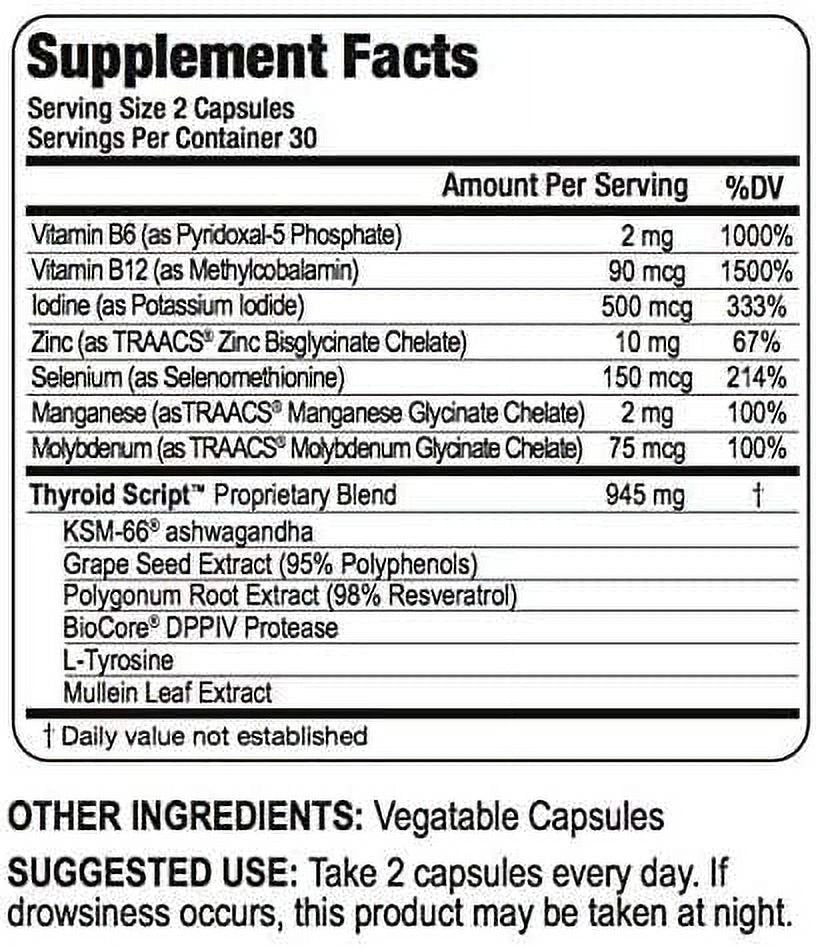 Thyroid Script Supplement - Supports Healthy Thyroid, T3 Activation, Immunity - Adrenal and Energy Function - by Suzy Cohen