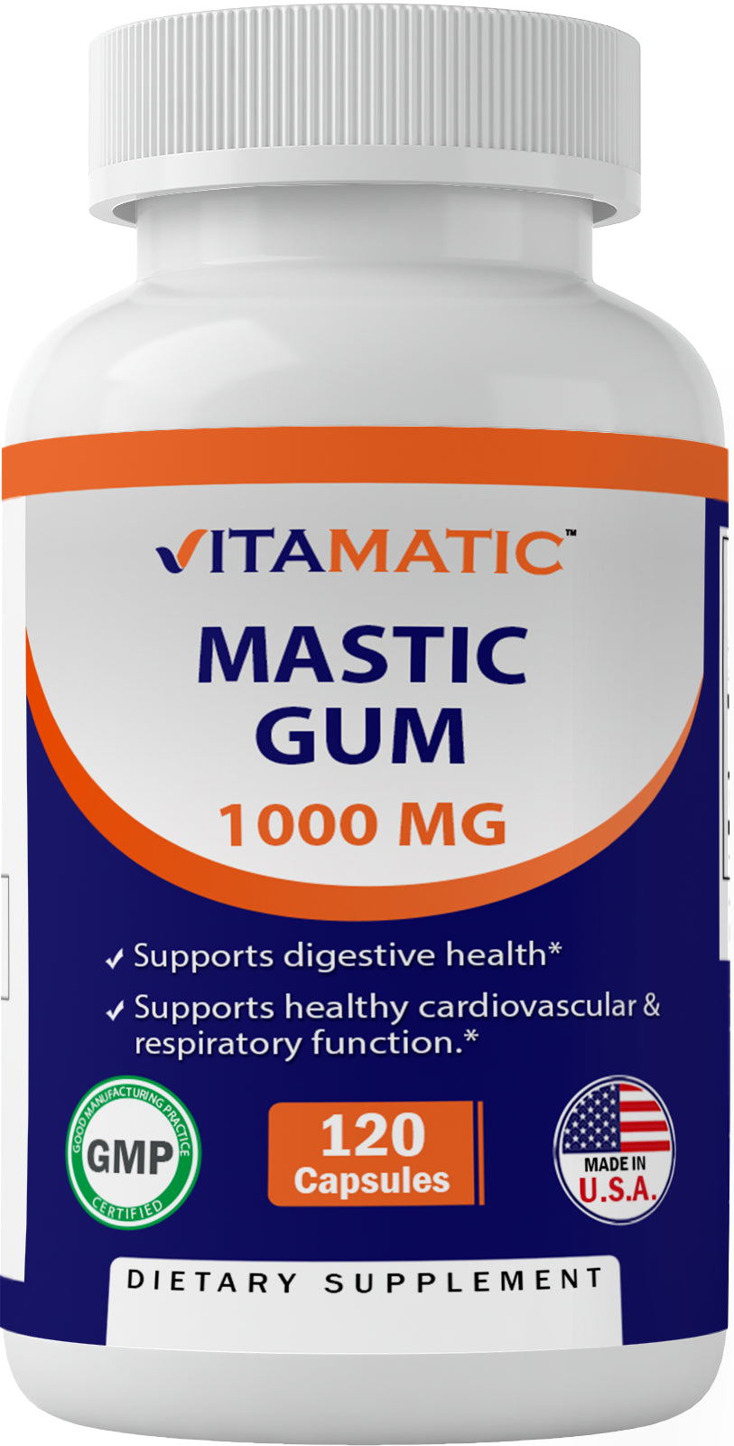 Vitamatic Mastic Gum 1000Mg per Serving 120 Capsules - Promotes Digestive, Oral & Liver Health