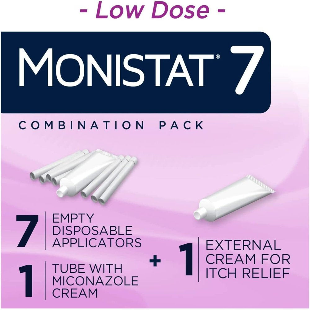 Monistat 7-Day Yeast Infection Treatment for Women, Cream with Disposable Applicators, 2 Pack