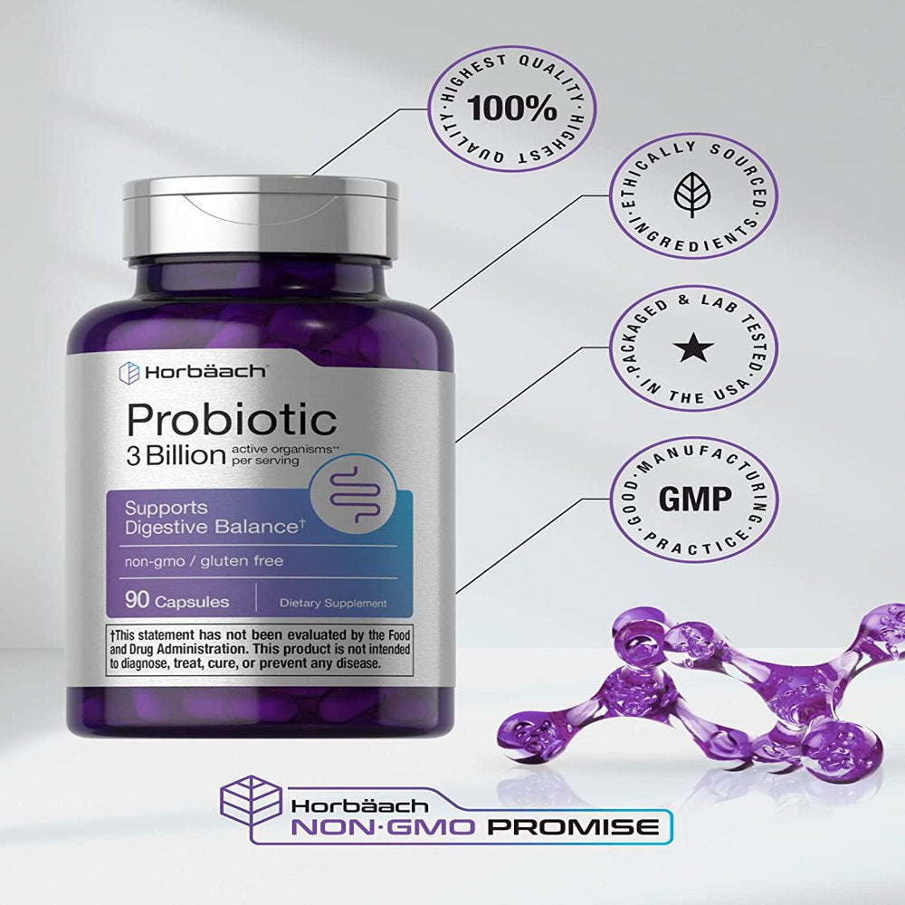 Probiotic for Women & Men'S Digestive Health | 3 Billion CFU | 90 Capsules | by Horbaach