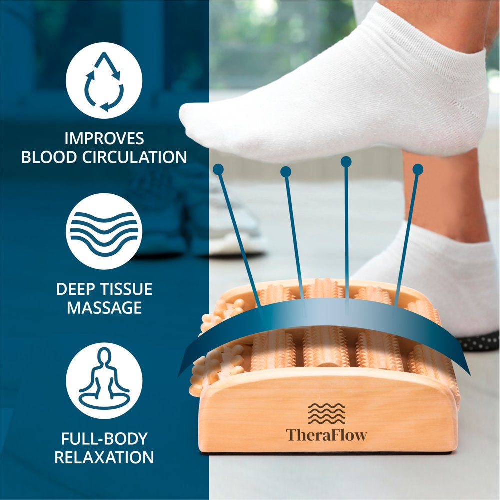 Theraflow Dual Wooden Foot Massager for Women and Men