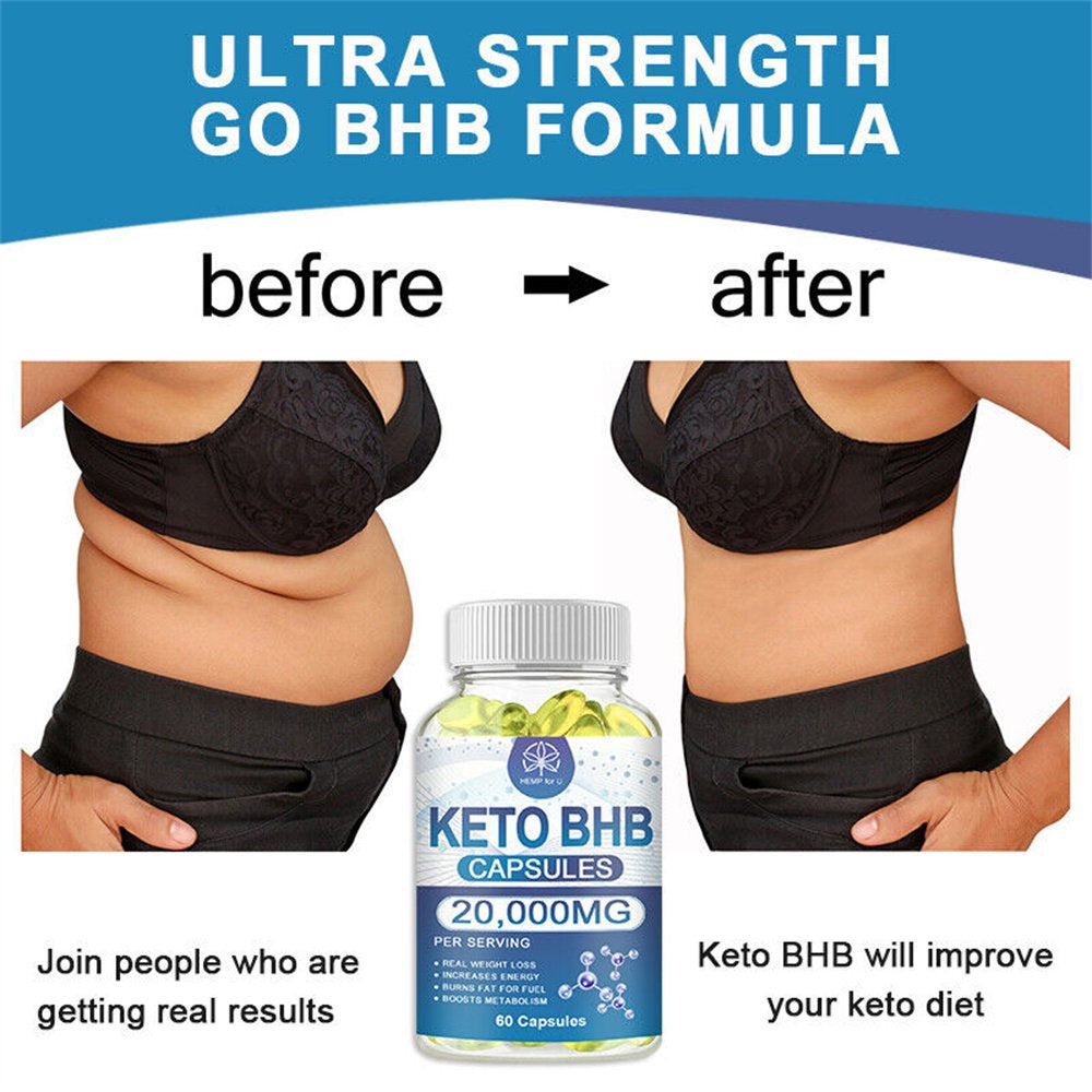 HFU Keto Pills 60 Capsules Best Weight Loss Supplement Fat Burn Carb Blocker 20,000Mg