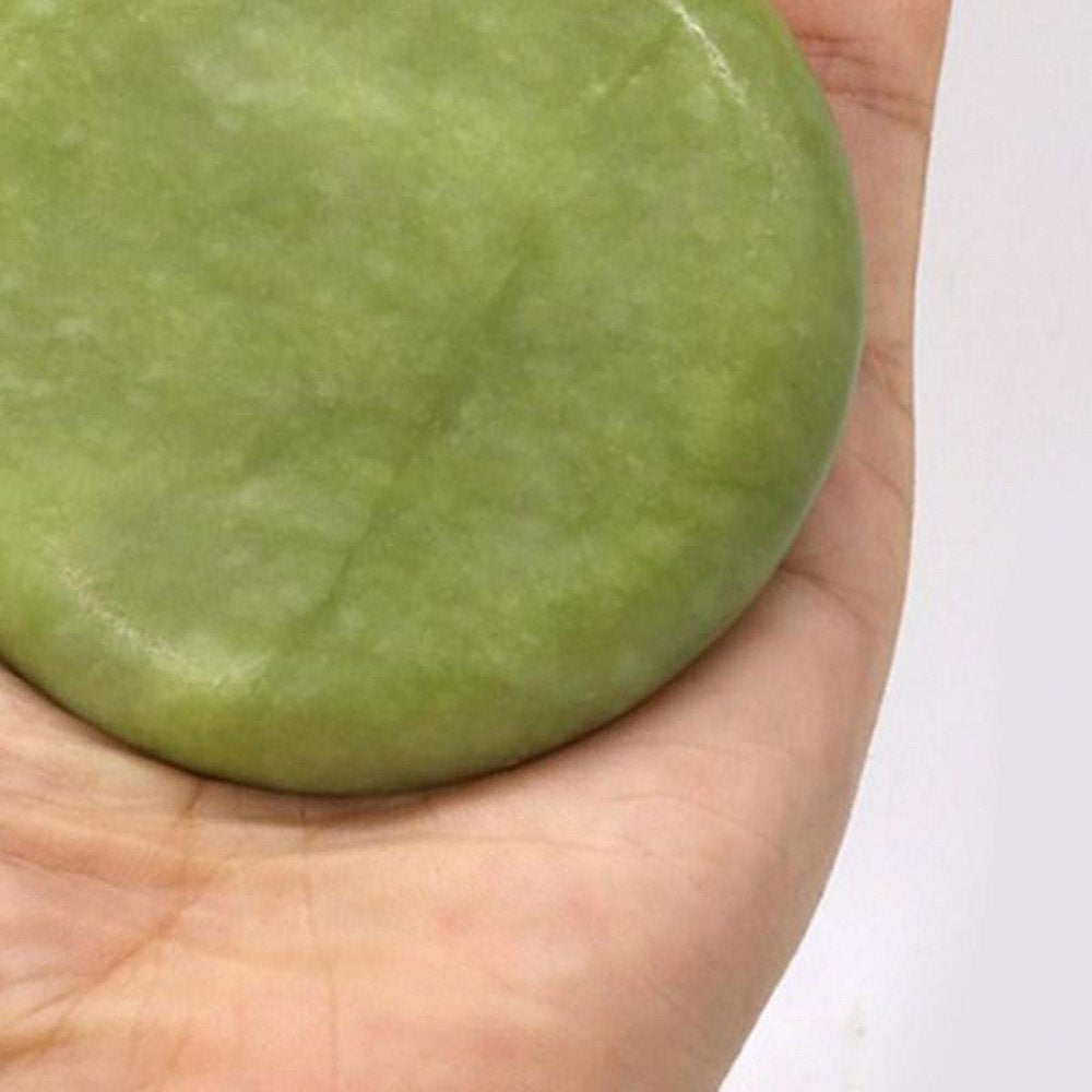 Round Jade Green Massage Stone Professional Facial Neck