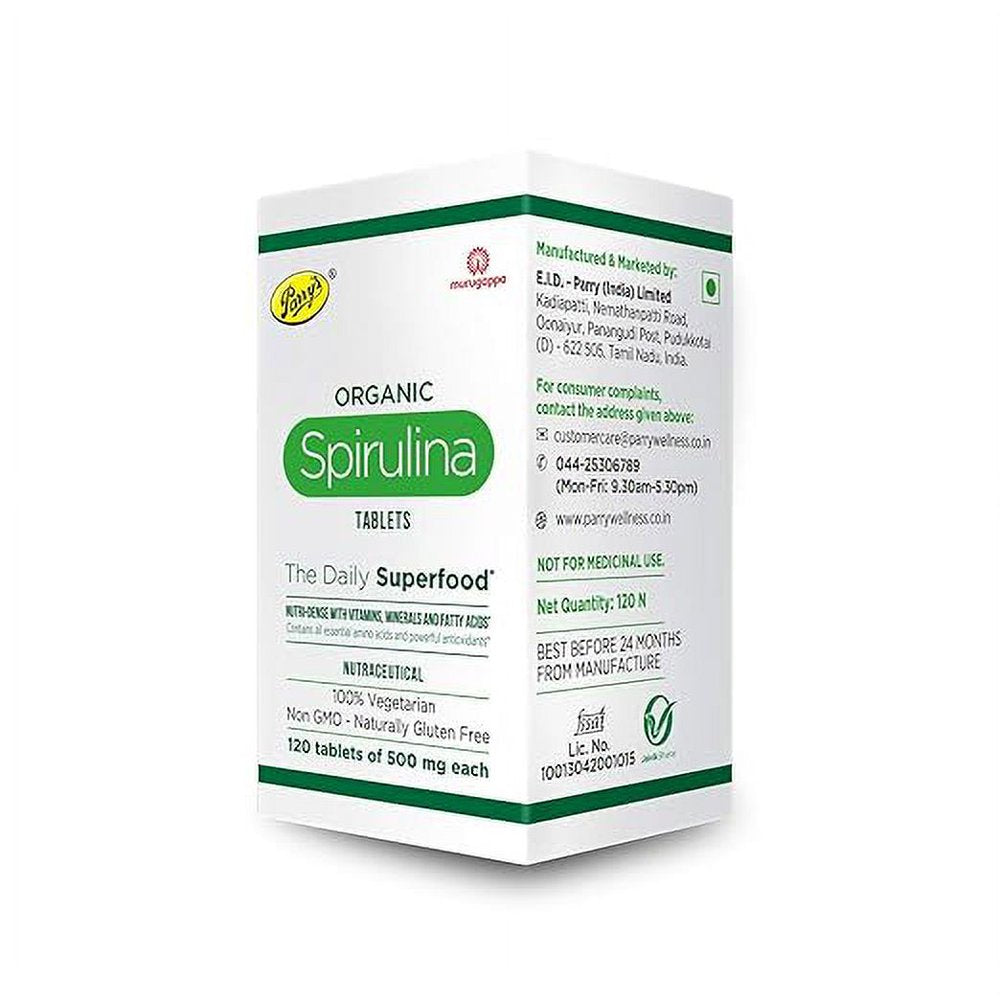 Parry'S Wellness Organic Spirulina Tablets | Immunity and Health Supplement | Metabolism Booster | 100% Vegan | 120 Tablets (500Mg Each) Pack of 2