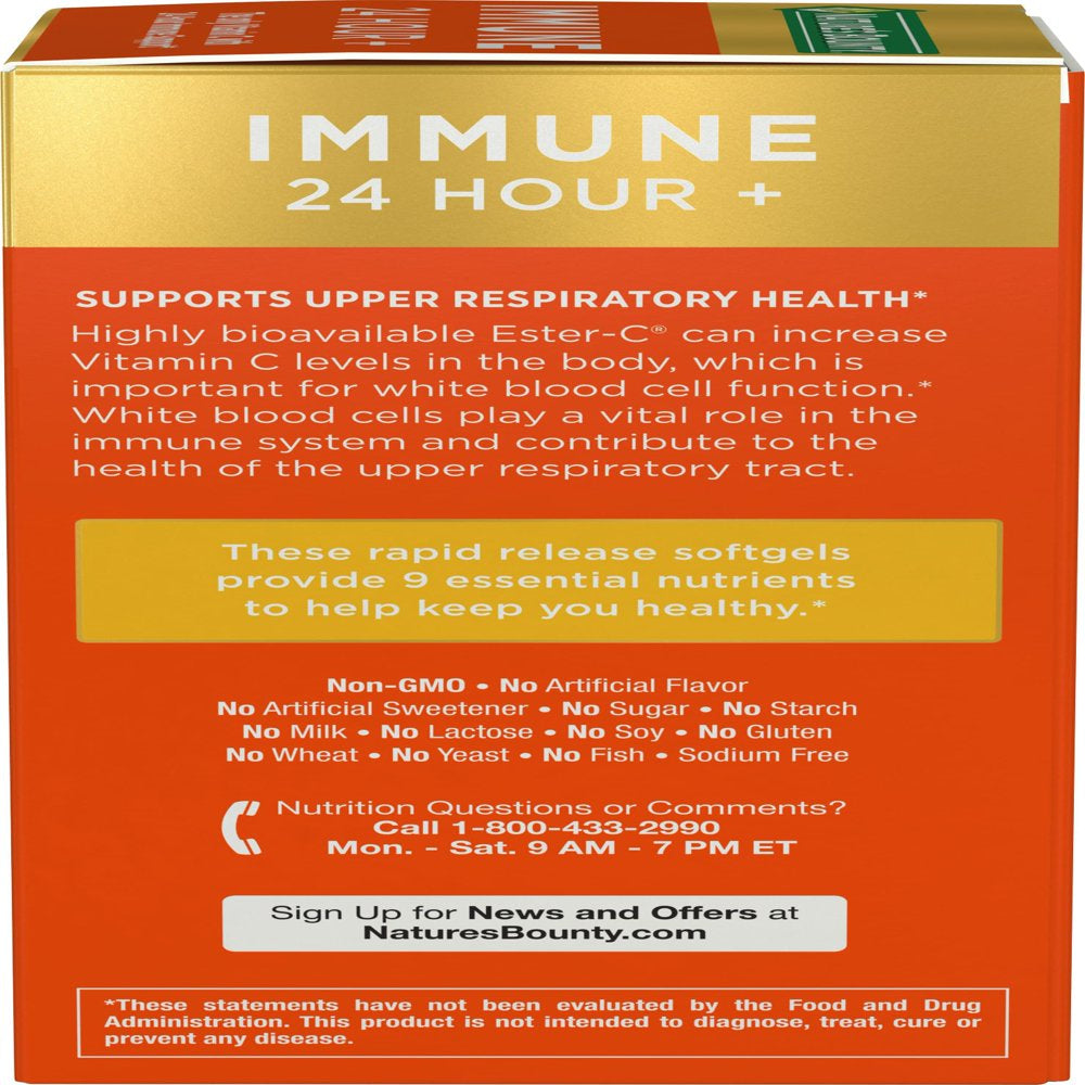 Nature'S Bounty Immune 24 Vitamin C, D & Zinc for Immune Support, 1000 Mg Softgels, 50 Count