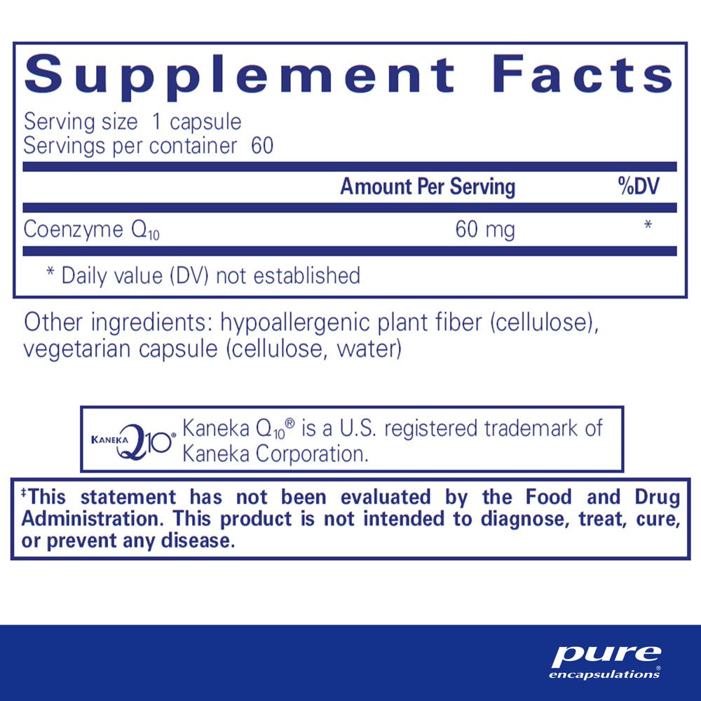 Pure Encapsulations Coq10 60 Mg | Coenzyme Q10 Supplement for Energy, Antioxidants, Brain and Cellular Health, Cognition, and Cardiovascular Support* | 60 Capsules