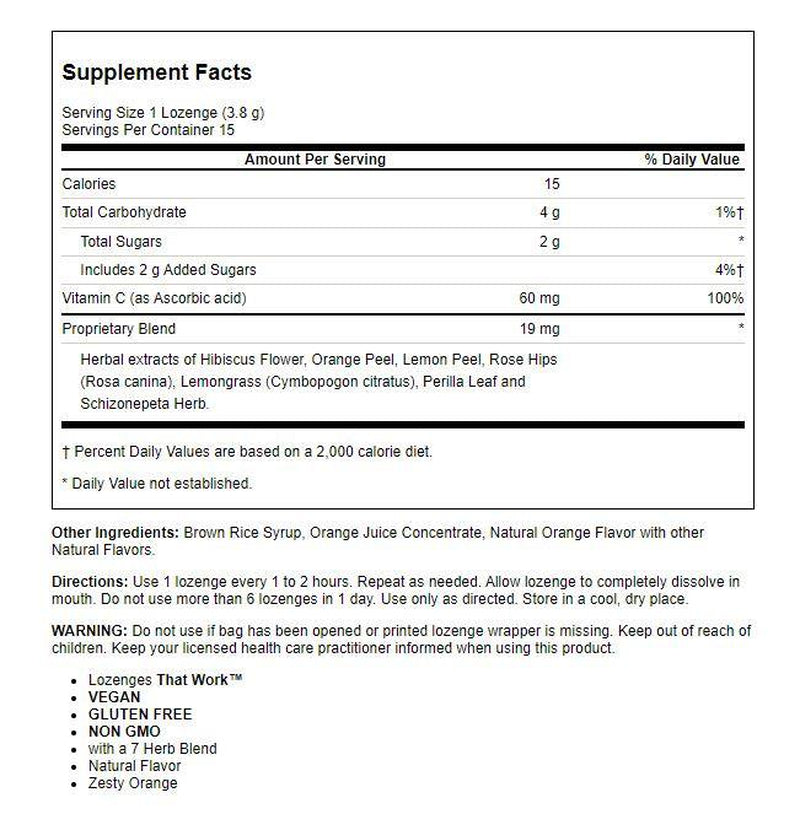 Zand Immunity Orange C Herbalozenge | Vitamin C Throat Drops W/ Soothing Herb Extracts | Non-Gmo (15 Lozenges)