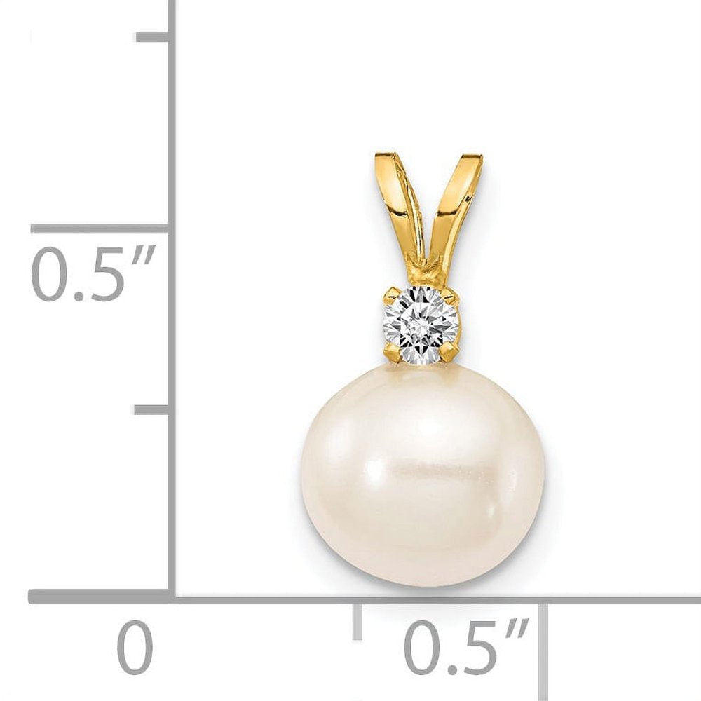 14K 7Mm FW Cultured Pearl a Diamond Pendant