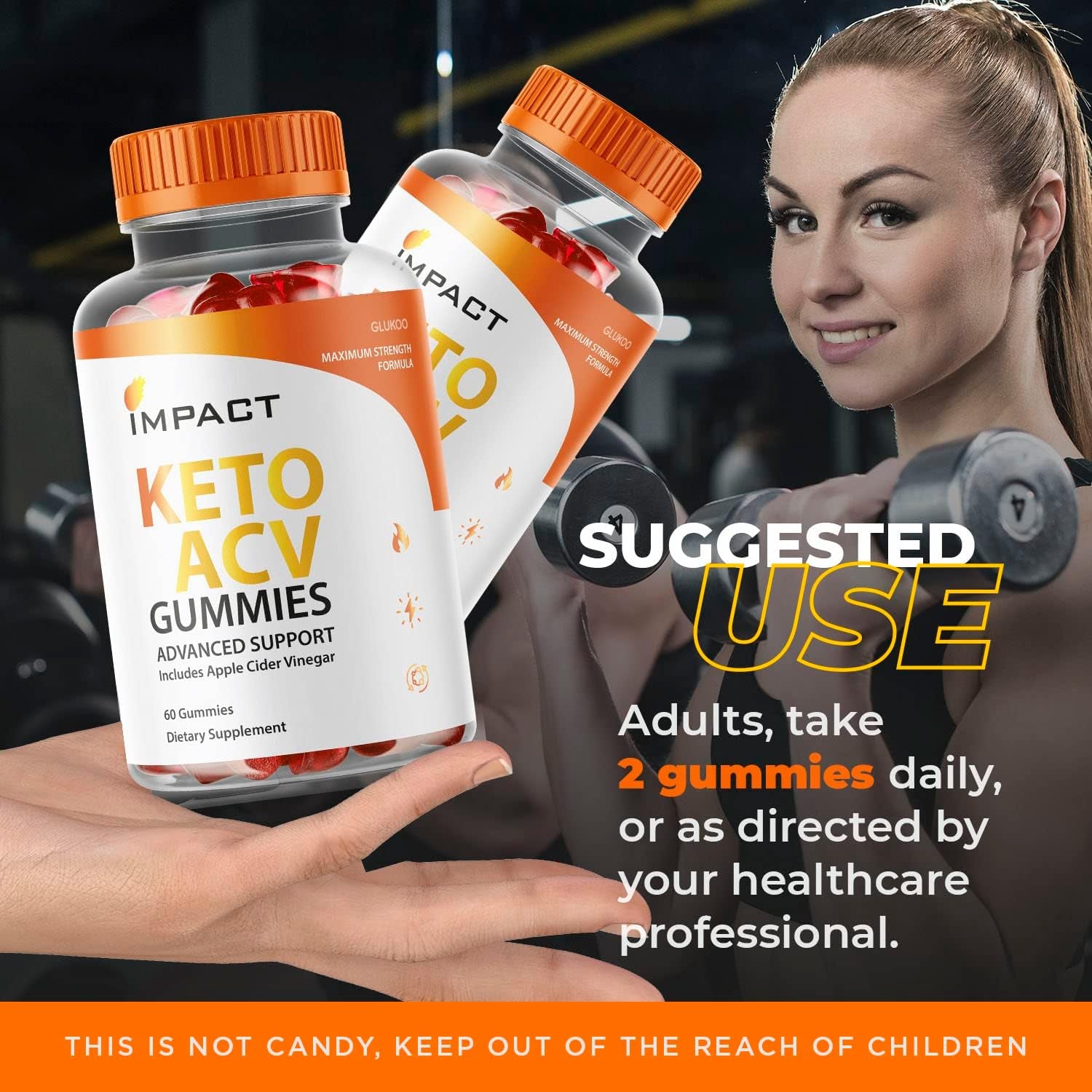 (3 Pack) Impact Keto ACV Gummies Advanced Weigth Loss - Impactketo ACV Gummys Apple Cider Vinegar, Advanced Impact Keto Apple Gummy S for Health, Impactgummies plus Appetite Gummie, Keto for 90 Days