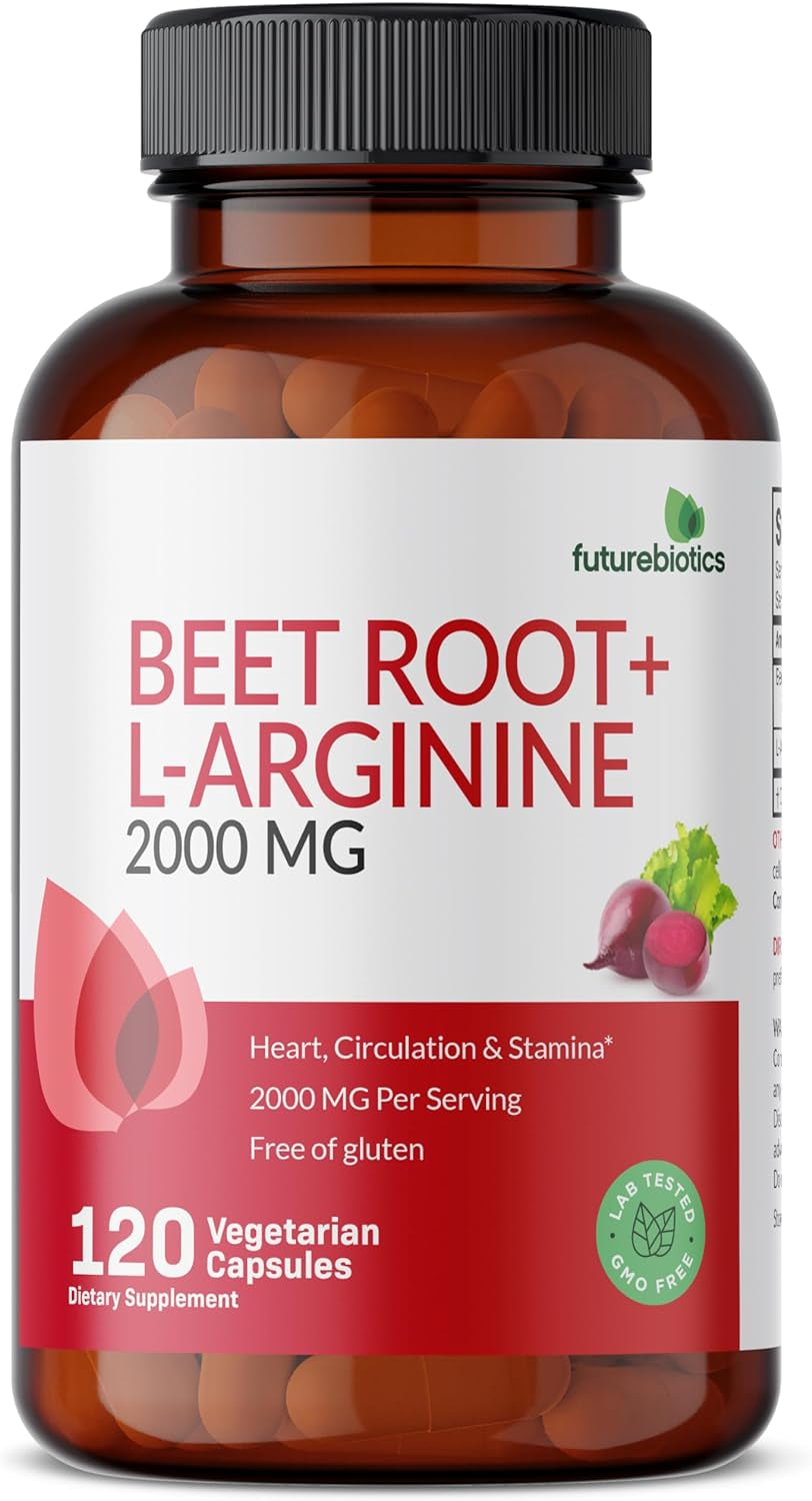 Futurebiotics Beet Root + L-Arginine 2000 MG, Non-Gmo, 120 Vegetarian Capsules