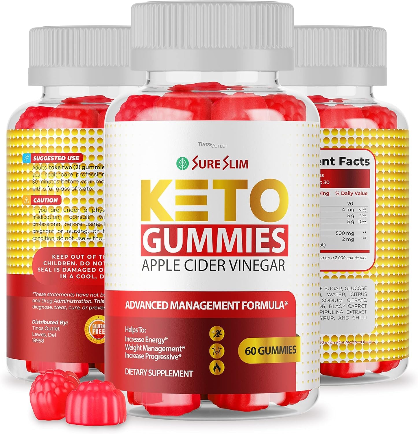 (2 Pack) Sure Slim Keto ACV Gummies - New Advance Formula Apple Cider Vinegar Slimsure Keto Gummys, Sureslimketo Gummy S, Sureslim Keto Reviews Gummies, for 60 Days Supply.