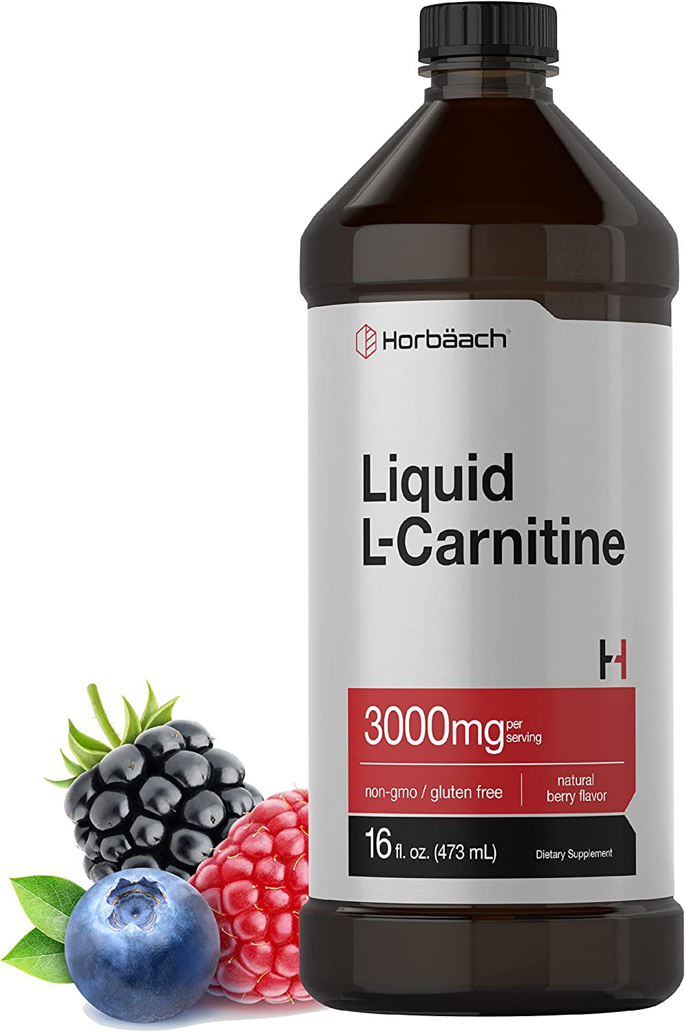 L-Carnitine Liquid 16 Oz | 3000 Mg | Natural Berry Flavor | by Horbaach