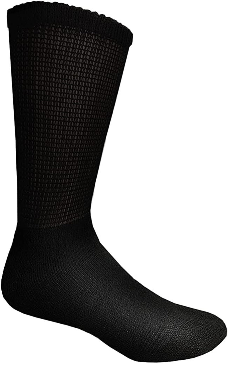 6 Pair of Excell Ladies Diabetic Neuropathy Socks, Sock Size 9-11 (Black)