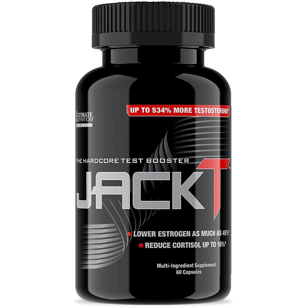 Ultimate Nutrition Jack T Hardcore Testosterone Booster Supplement with Longjack, Ashwagandha for Men, 60 Capsules