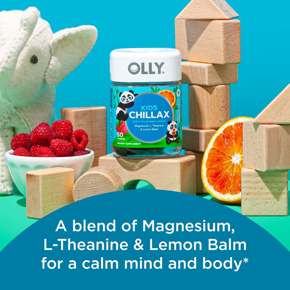 OLLY Kids Chillax Gummies, Chewable Supplement, Magnesium, L-Theanine, Sunny Sherbet, 50 Ct (Pack of 12)
