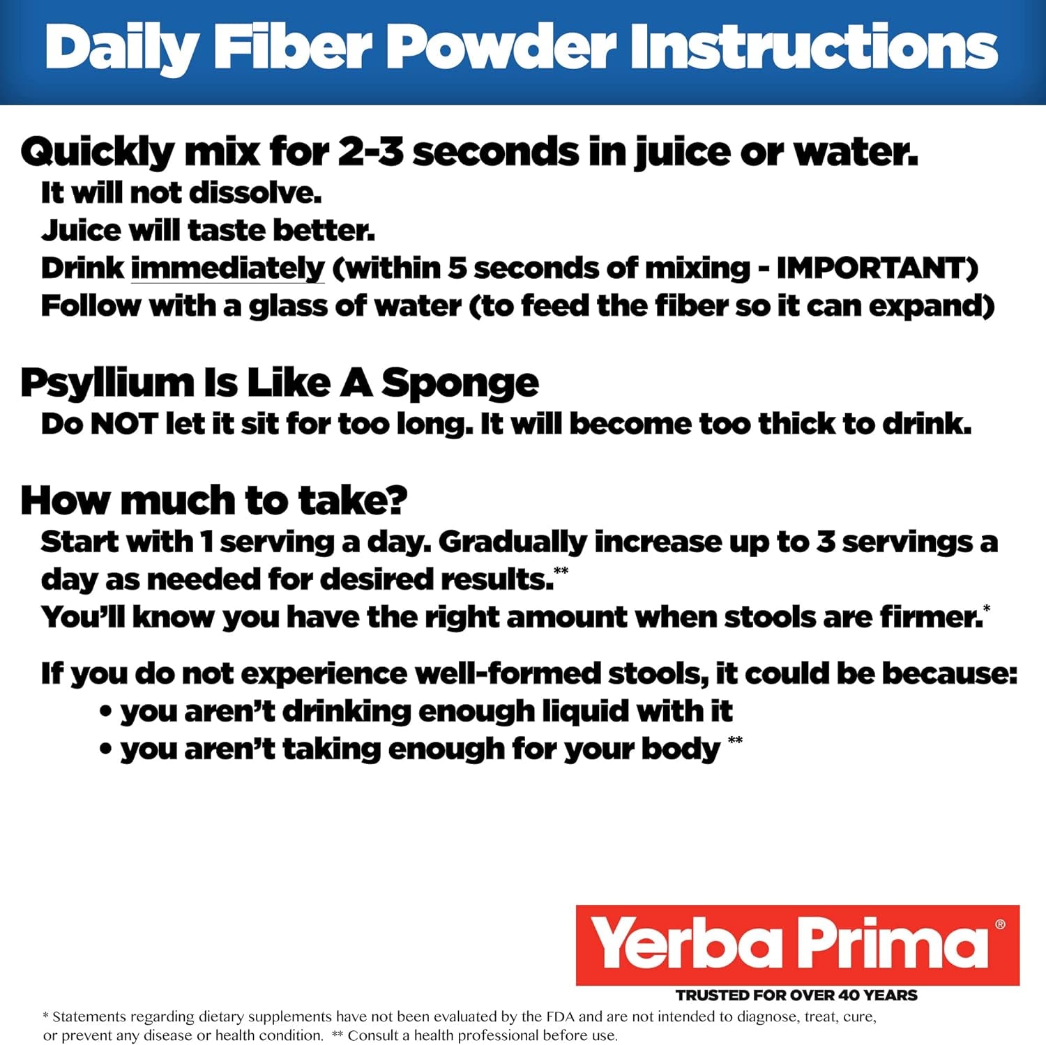 Yerba Prima Daily Fiber Formula - 20 Oz Powder (Pack of 2) - Unflavored, Concentrated Blend of Soluble/Insoluble, Psyllium Seed Husks, Acacia Gum, Apple Fiber Supplement - Regularity Colon Cleanser