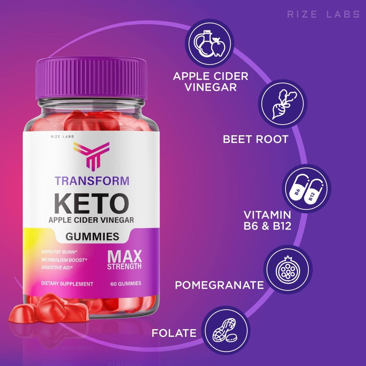 Transform Keto ACV Gummies Transform Apple Cider Vinegar Advanced Gummies (60 Gummies)