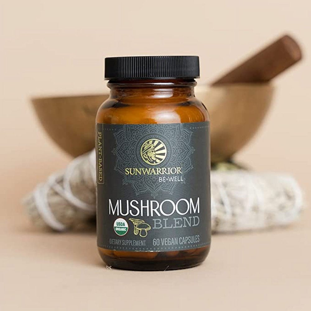 Sunwarrior Organic Mushroom Nootropics Brain Support Supplement | Be Well Mushroom Complex Capsules, 60 Ct