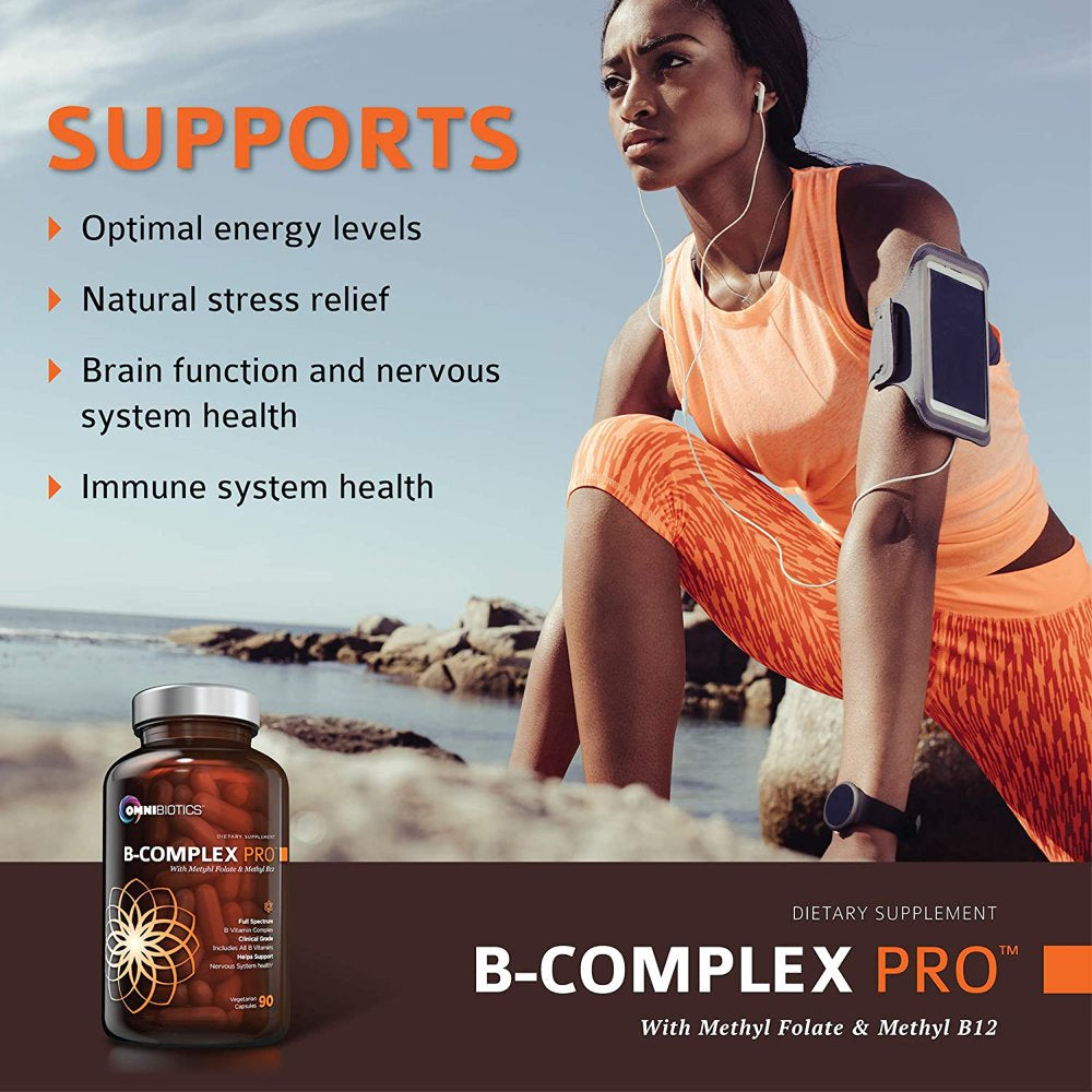 Vitamin B Complex PRO | High-Potency B Complex Vitamins with Methyl B12, Methyl Folate, and All B-Vitamins (B1, B2, B3, B5, B6, B7, B8, B9, B12) | Stress Relief & Energy Support | 90 Vegan Capsules